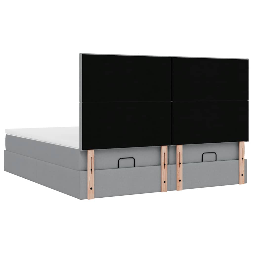 Ottoman bed met matrassen 180x200cm stof lichtgrijs
