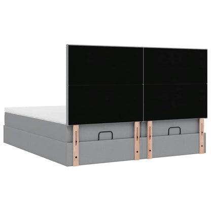 Ottoman bed met matrassen 180x200cm stof lichtgrijs