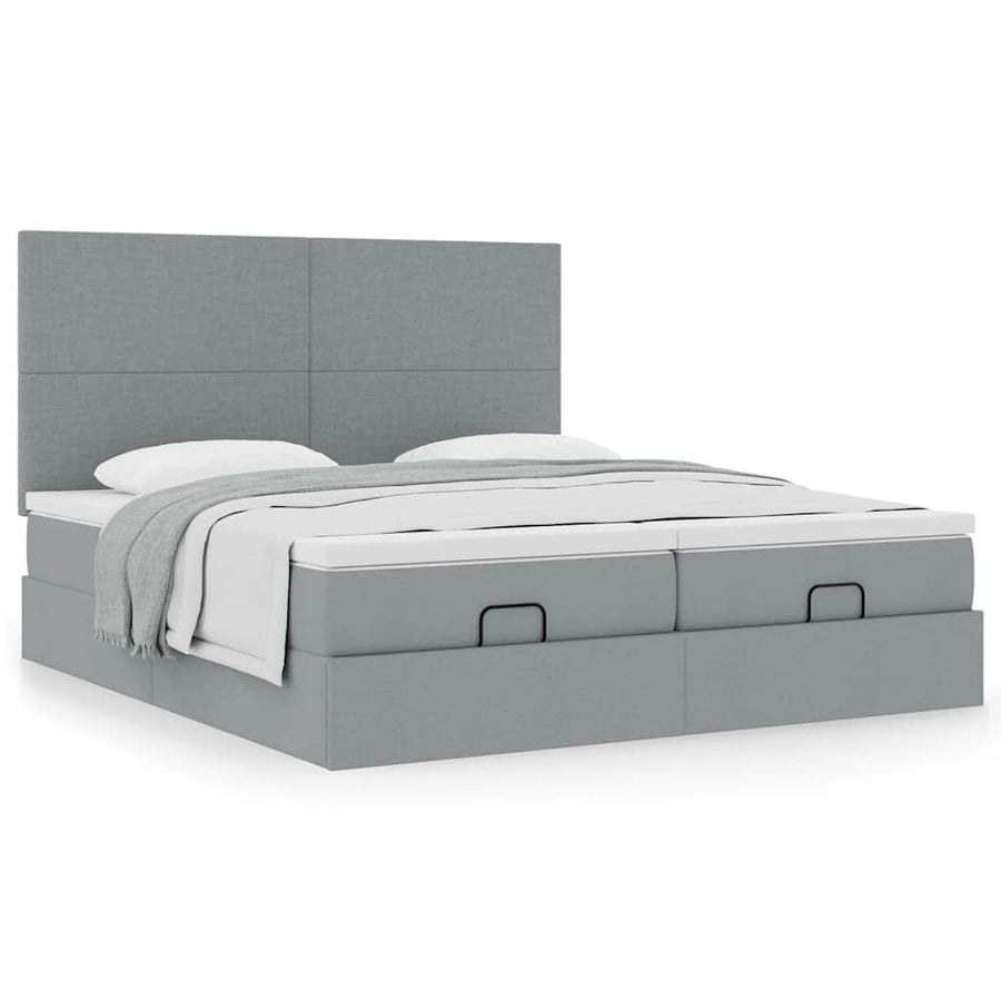 Ottoman bed met matrassen 180x200cm stof lichtgrijs
