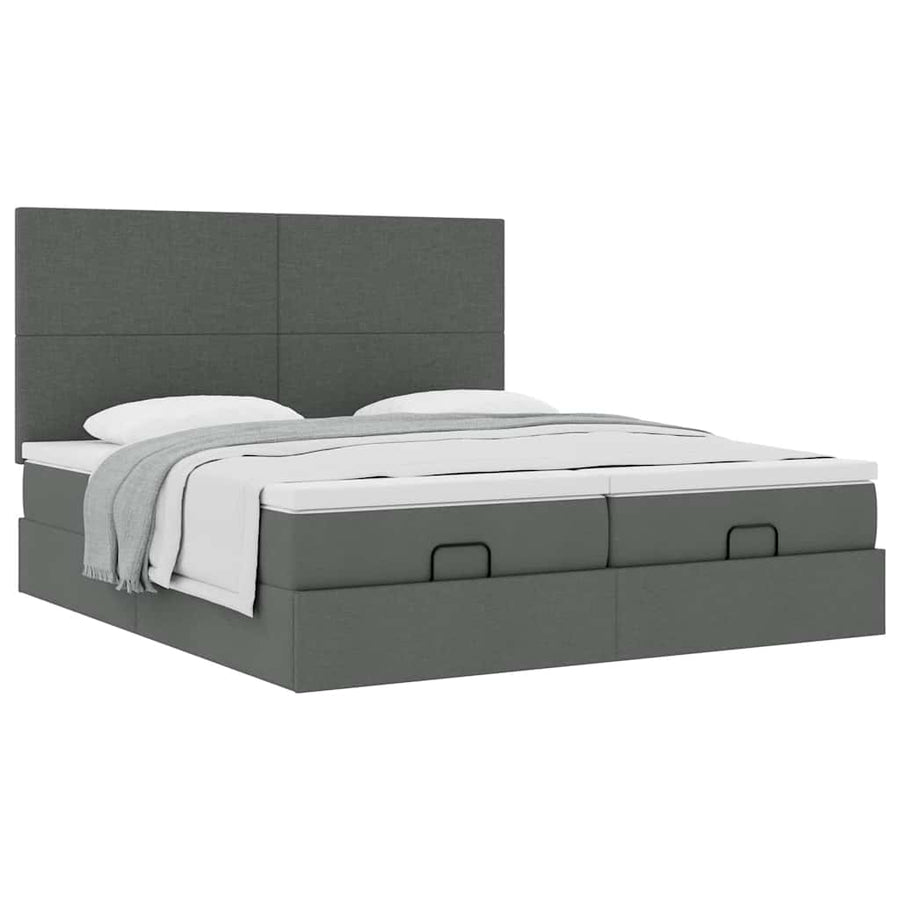 Ottoman bed met matrassen 180x200cm stof donkergrijs