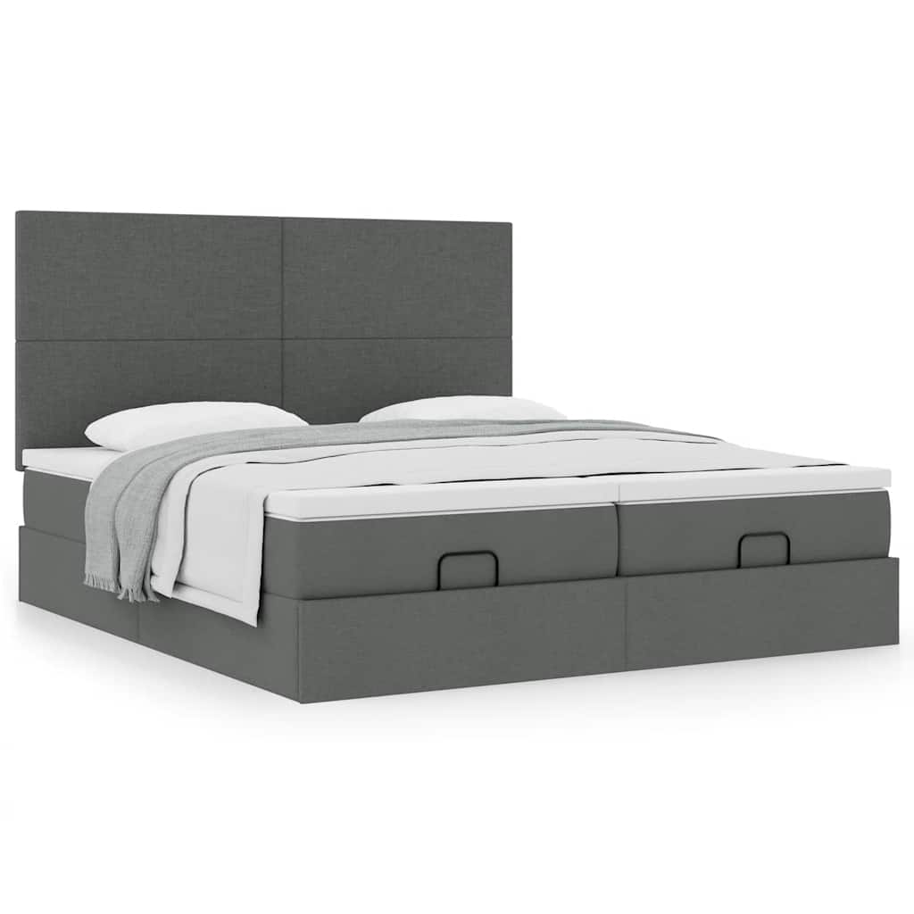 Ottoman bed met matrassen 180x200cm stof donkergrijs