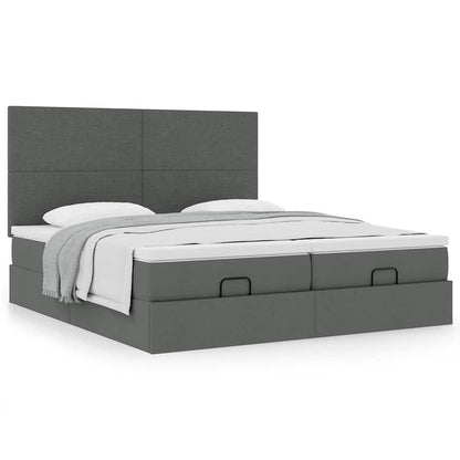 Ottoman bed met matrassen 180x200cm stof donkergrijs