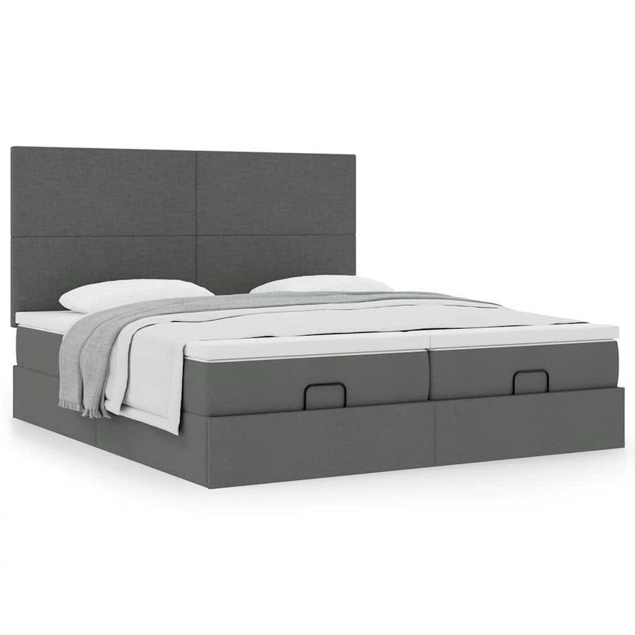 Ottoman bed met matrassen 180x200cm stof donkergrijs