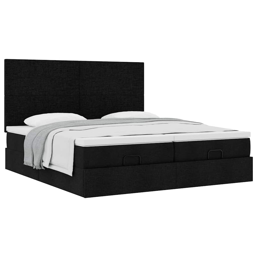 Ottoman bed met matrassen 180x200cm stof zwart