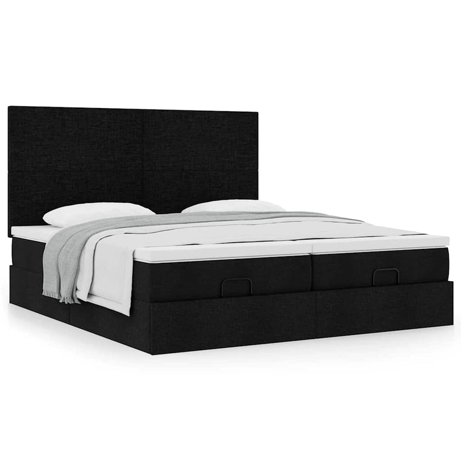 Ottoman bed met matrassen 180x200cm stof zwart