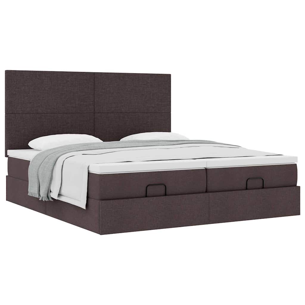 Ottoman bed met matrassen 180x200cm stof donkerbruin