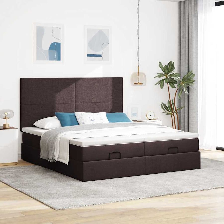 Ottoman bed met matrassen 180x200cm stof donkerbruin