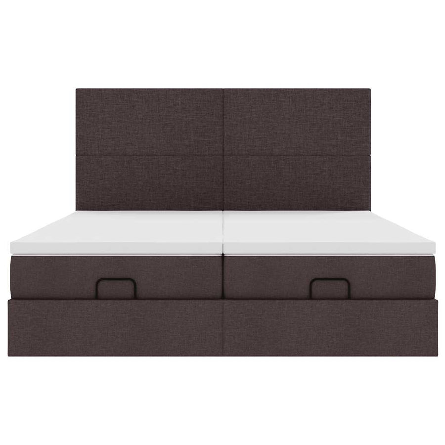 Ottoman bed met matrassen 180x200cm stof donkerbruin