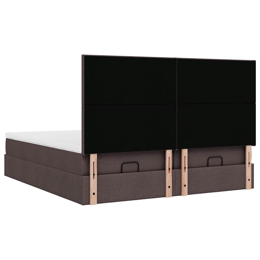 Ottoman bed met matrassen 180x200cm stof donkerbruin