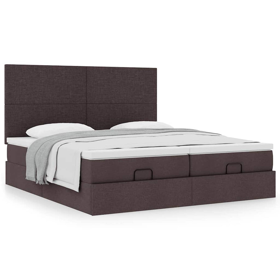 Ottoman bed met matrassen 180x200cm stof donkerbruin