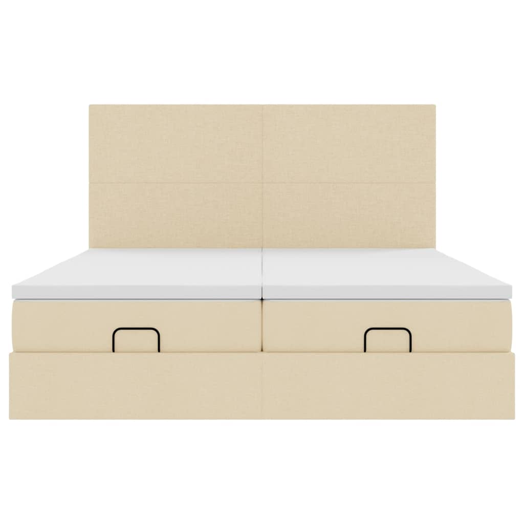 Ottoman bed met matrassen 180x200cm stof crèmekleurig