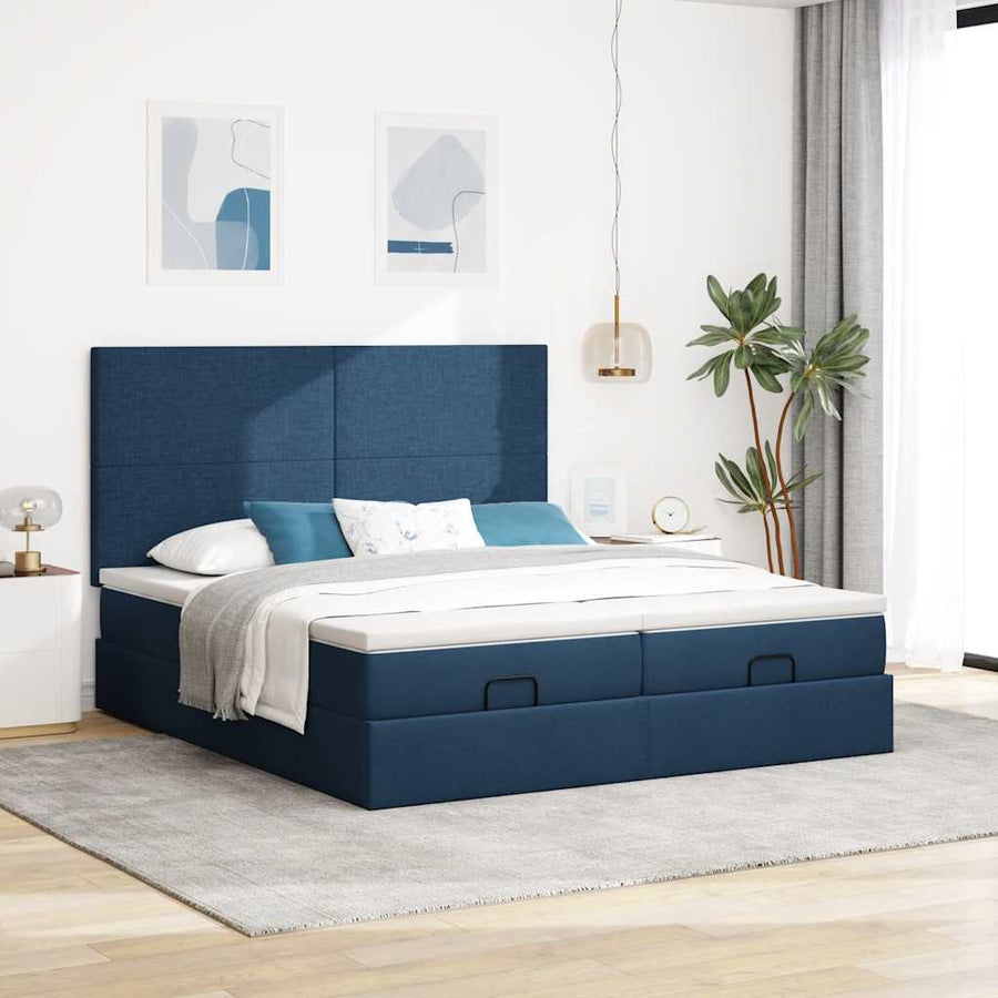 Ottoman bed met matrassen 180x200cm stof blauw