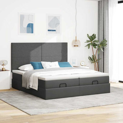 Ottoman bed met matrassen 200x200cm stof donkergrijs