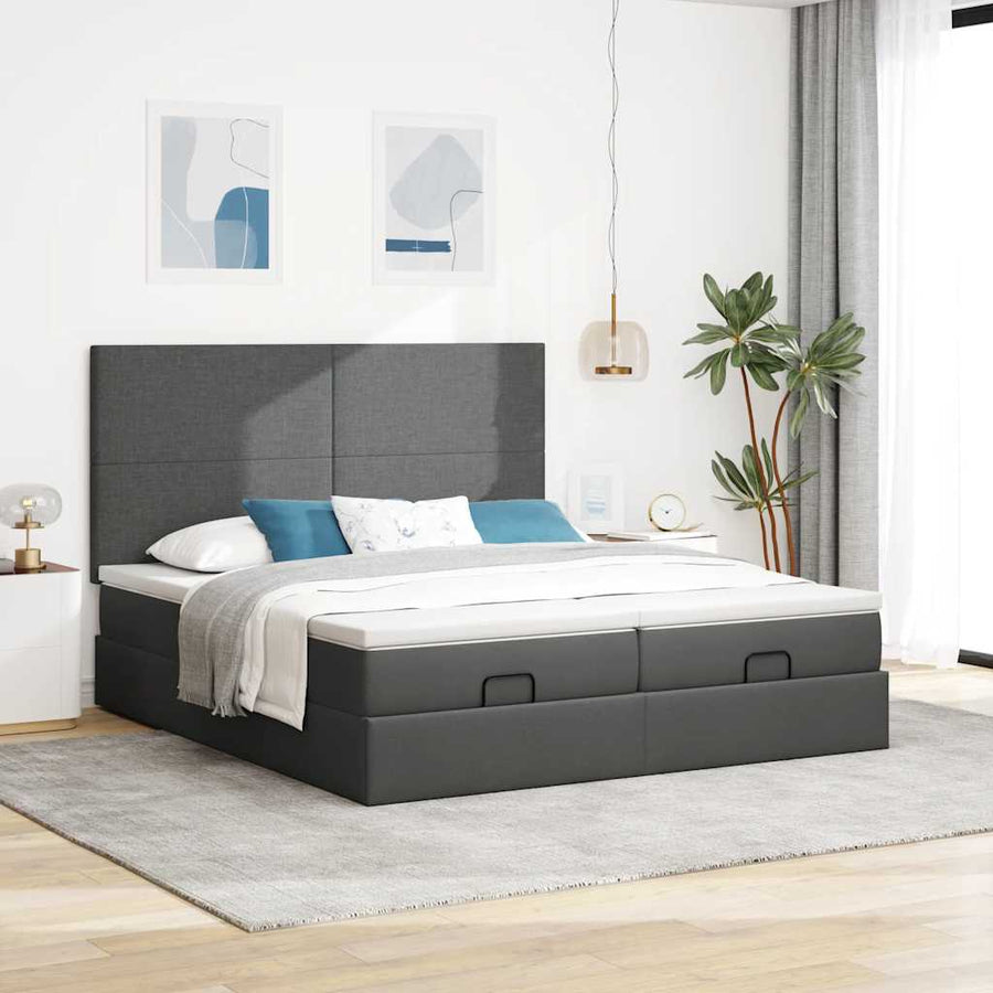 Ottoman bed met matrassen 200x200cm stof donkergrijs