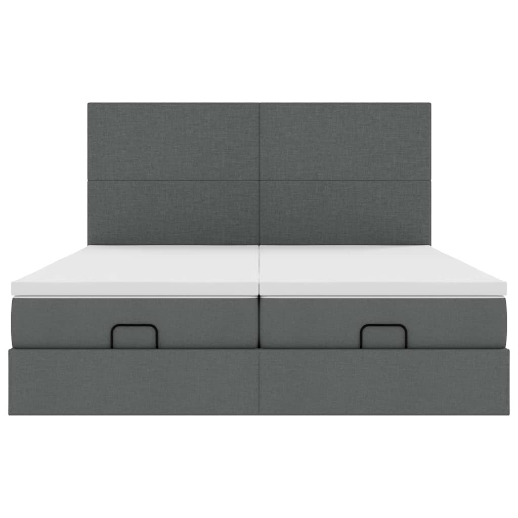 Ottoman bed met matrassen 200x200cm stof donkergrijs