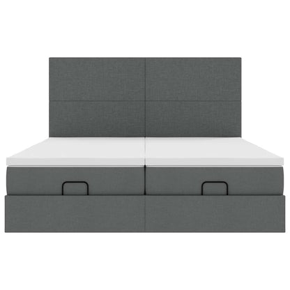 Ottoman bed met matrassen 200x200cm stof donkergrijs