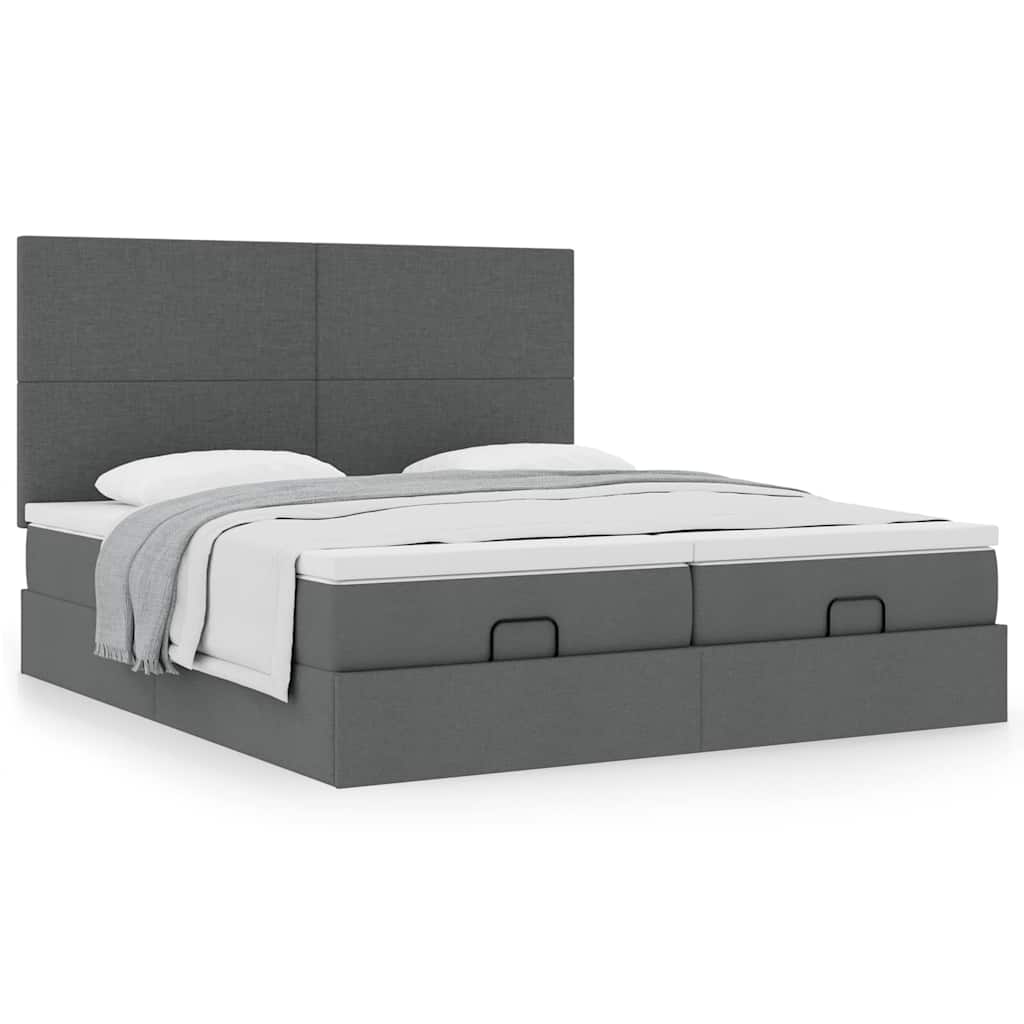 Ottoman bed met matrassen 200x200cm stof donkergrijs
