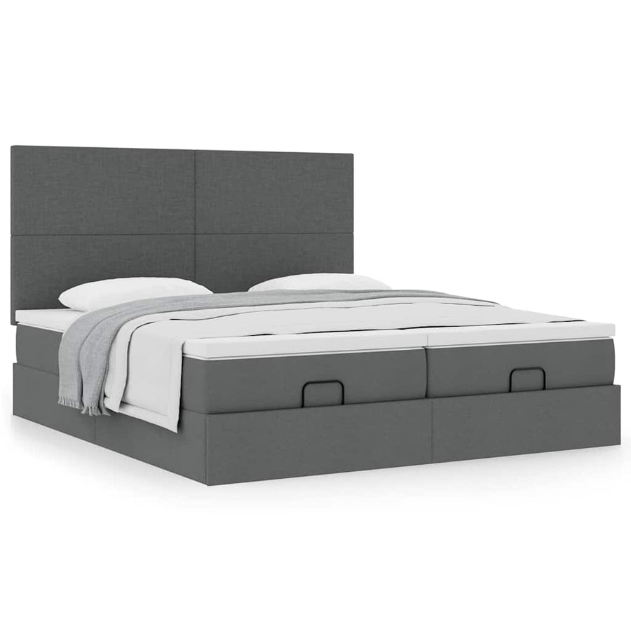 Ottoman bed met matrassen 200x200cm stof donkergrijs