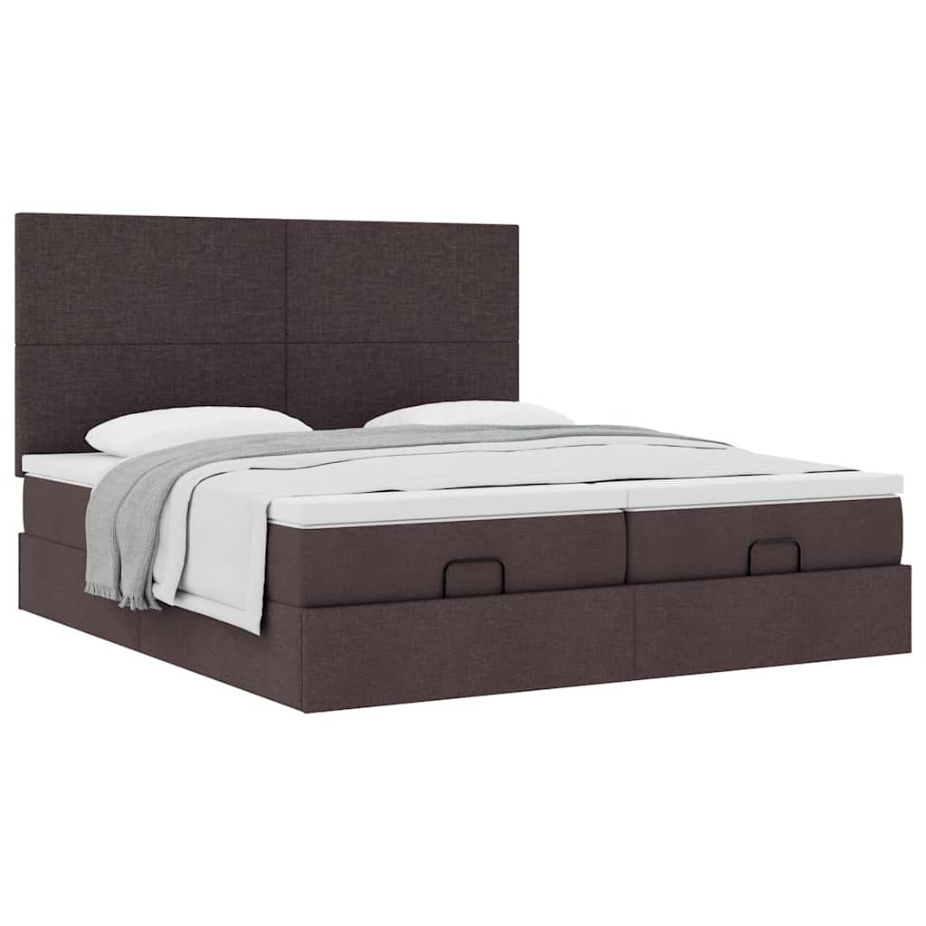 Ottoman bed met matrassen 200x200cm stof donkerbruin