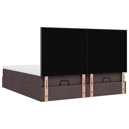 Ottoman bed met matrassen 200x200cm stof donkerbruin