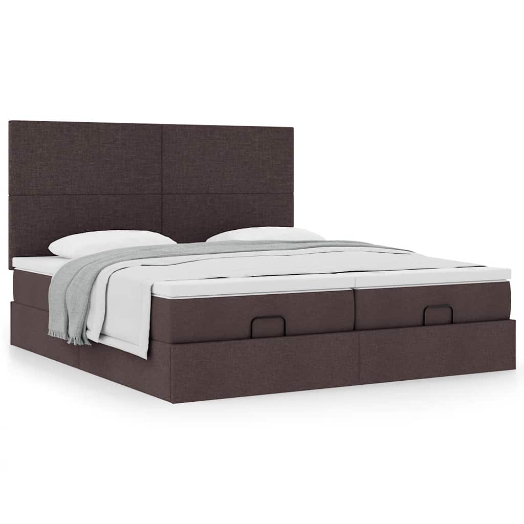 Ottoman bed met matrassen 200x200cm stof donkerbruin