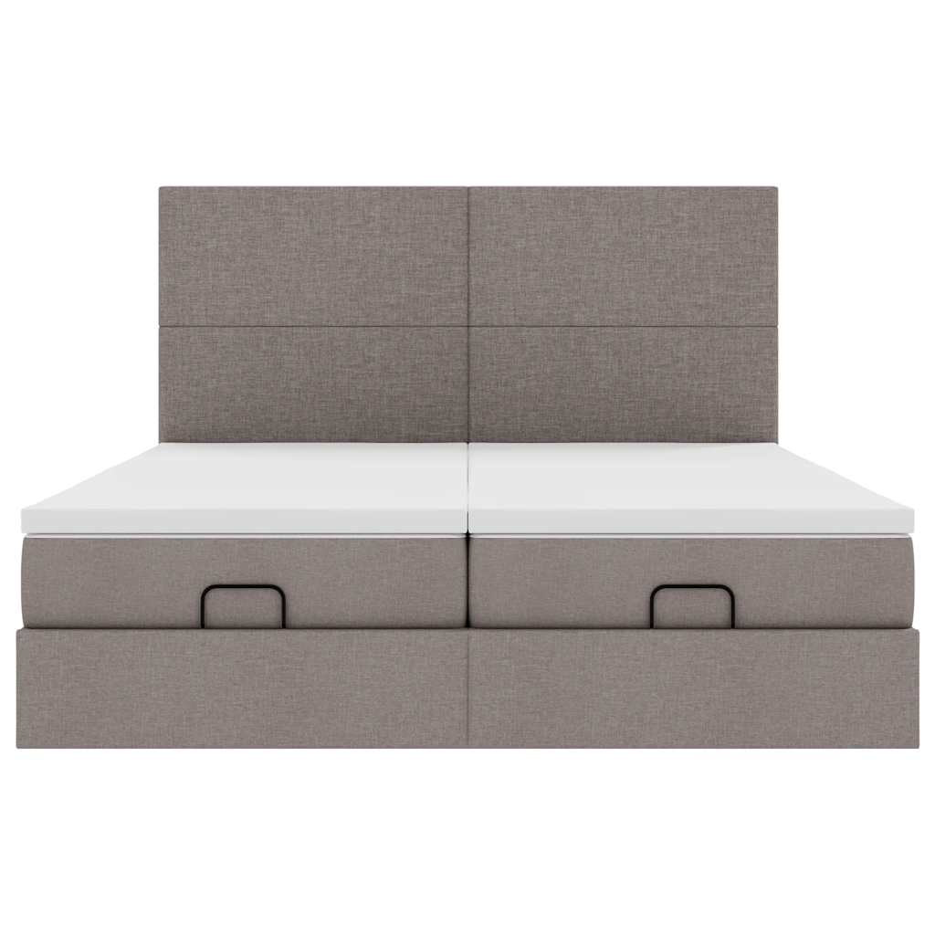 Ottoman bed met matrassen 200x200cm stof taupe