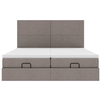 Ottoman bed met matrassen 200x200cm stof taupe
