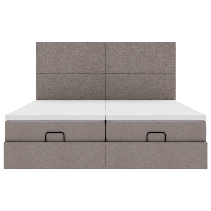 Ottoman bed met matrassen 200x200cm stof taupe