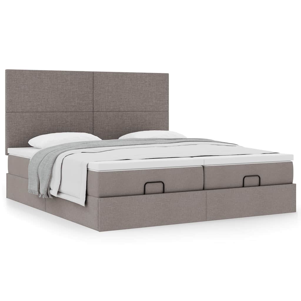 Ottoman bed met matrassen 200x200cm stof taupe