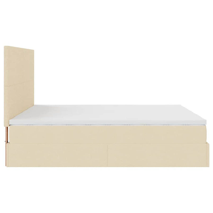 Ottoman bed met matrassen 200x200cm stof crèmekleurig