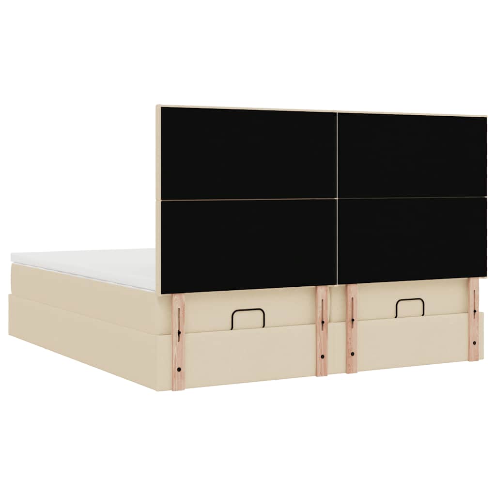 Ottoman bed met matrassen 200x200cm stof crèmekleurig