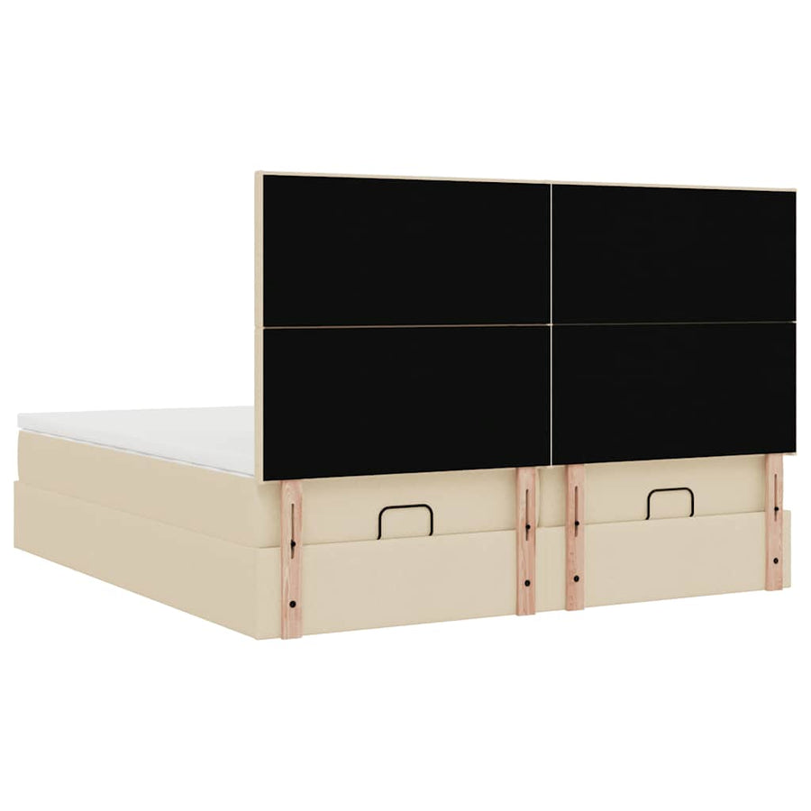 Ottoman bed met matrassen 200x200cm stof crèmekleurig