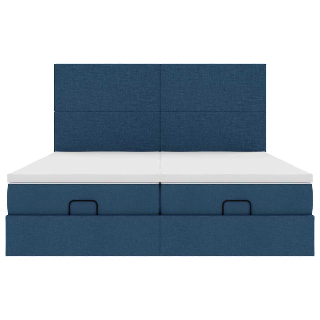 Ottoman bed met matrassen 200x200cm stof blauw