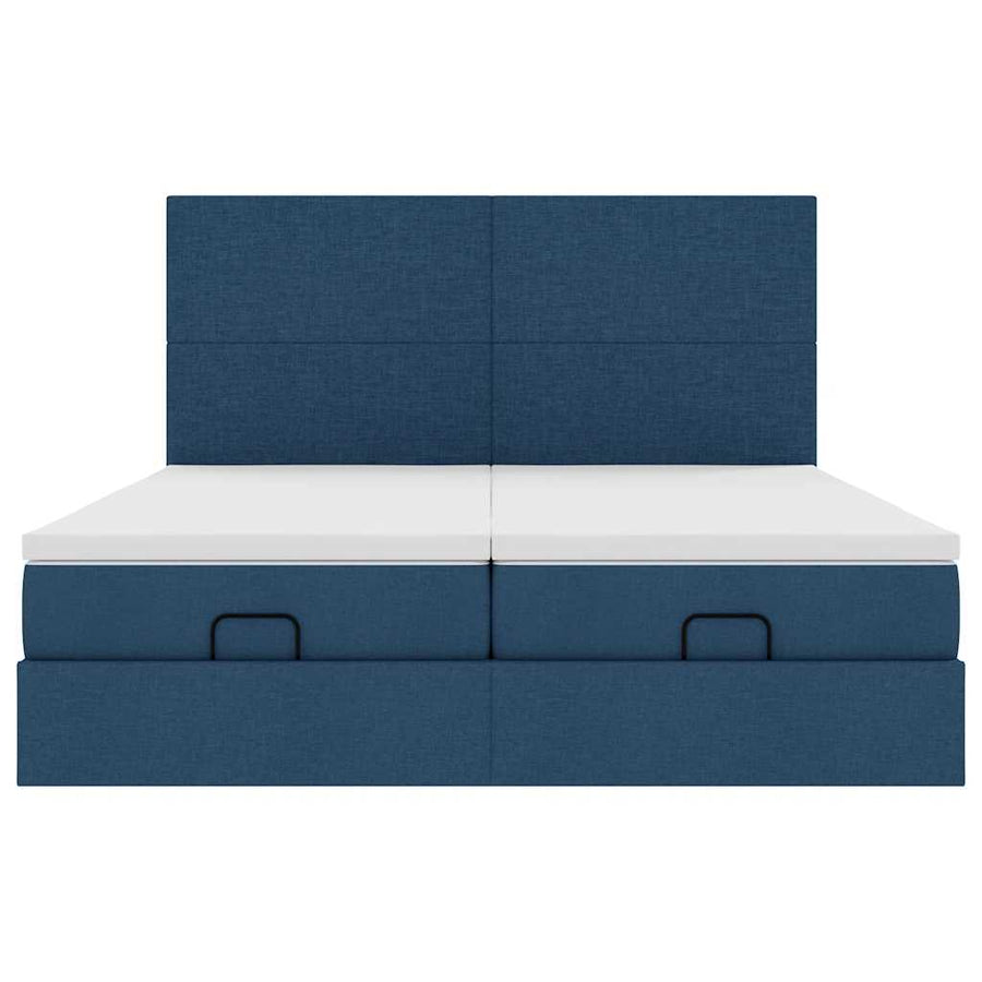 Ottoman bed met matrassen 200x200cm stof blauw
