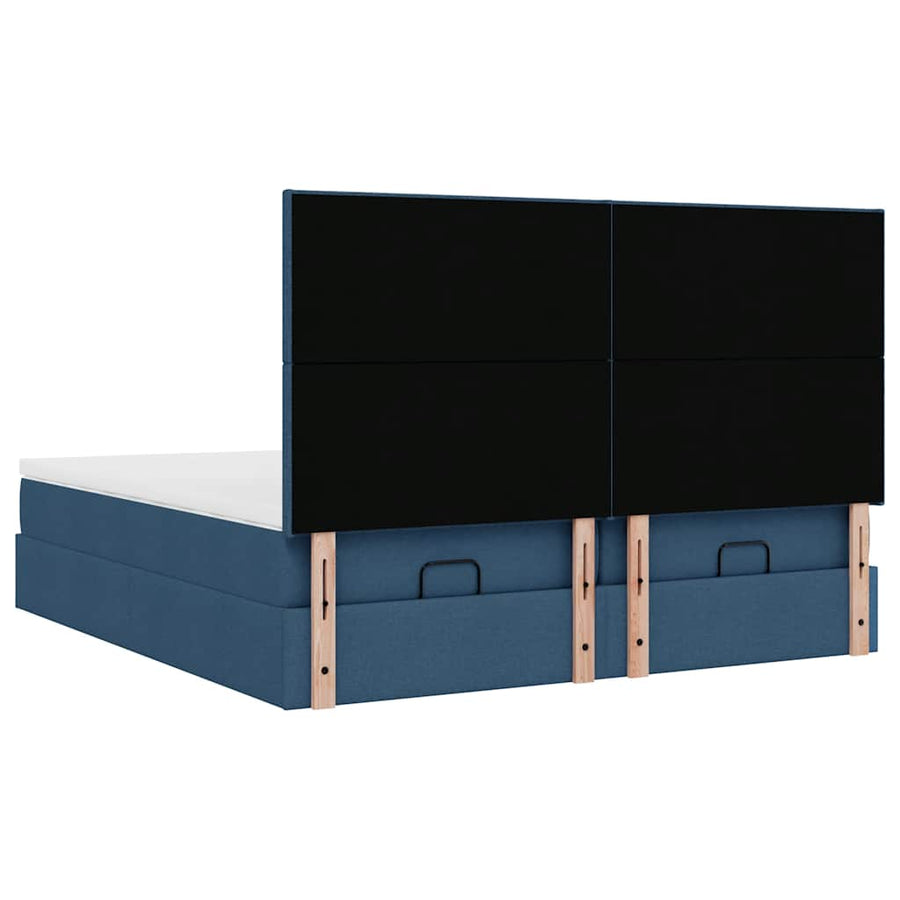 Ottoman bed met matrassen 200x200cm stof blauw
