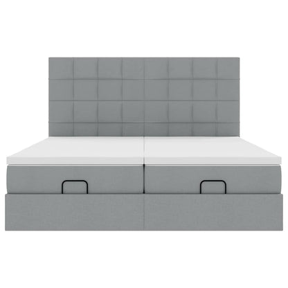 Ottoman bed met matrassen 160x200cm stof lichtgrijs
