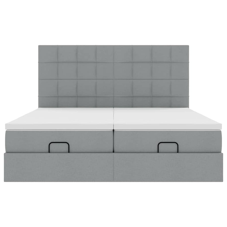 Ottoman bed met matrassen 160x200cm stof lichtgrijs