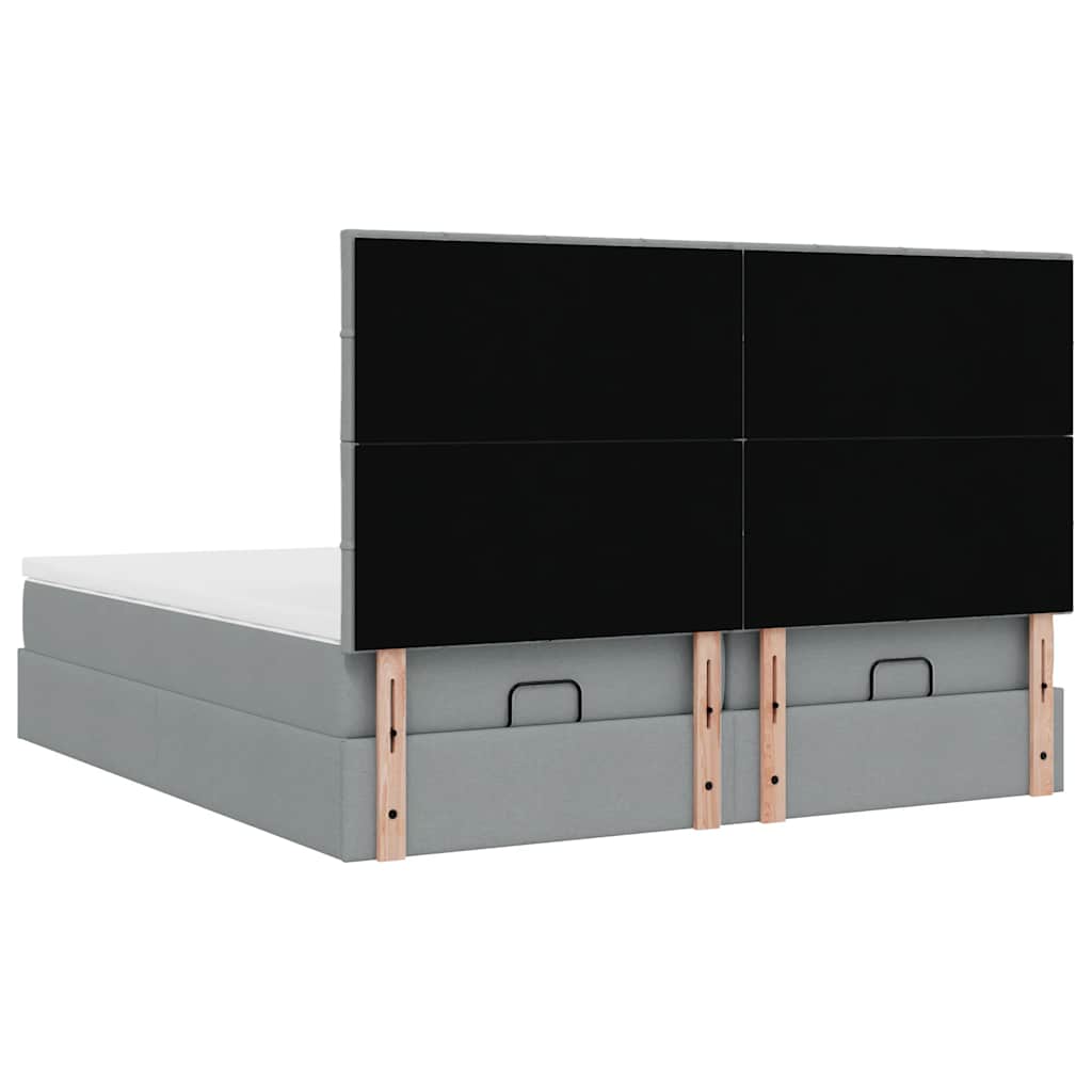 Ottoman bed met matrassen 160x200cm stof lichtgrijs