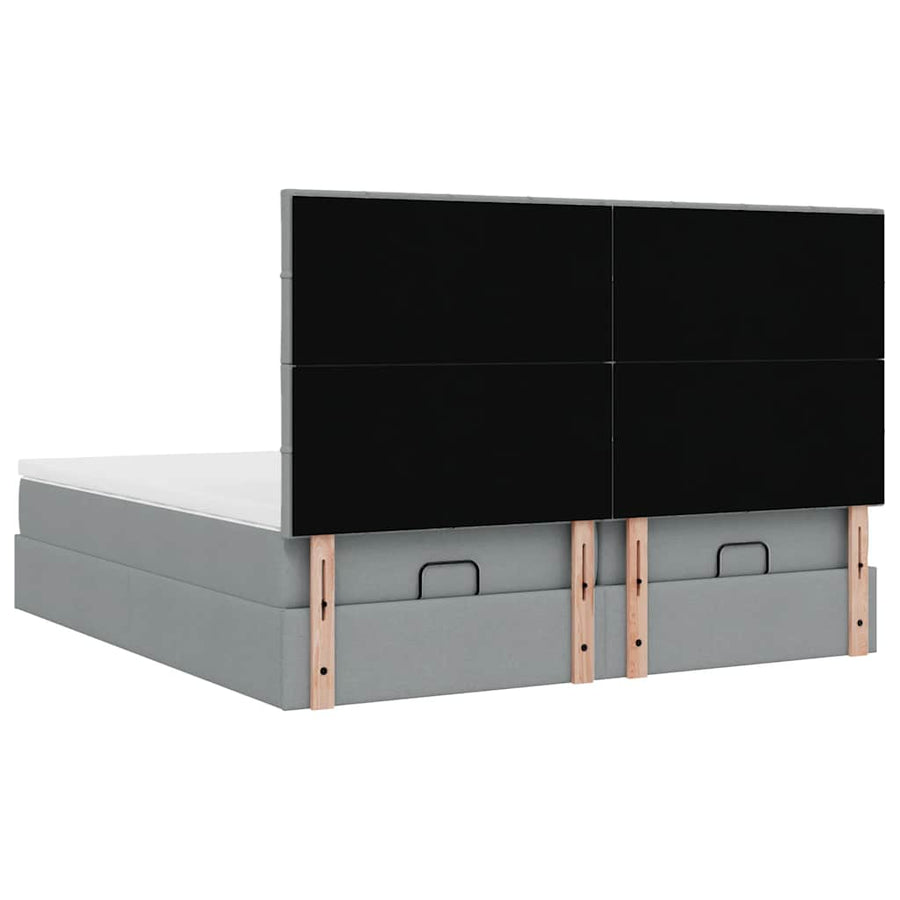 Ottoman bed met matrassen 160x200cm stof lichtgrijs