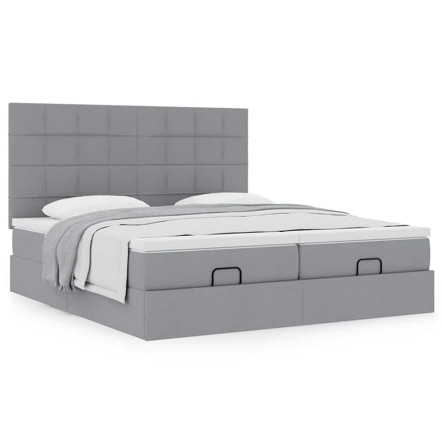Ottoman bed met matrassen 160x200cm stof lichtgrijs