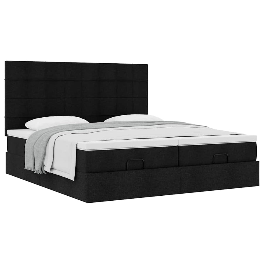 Ottoman bed met matrassen 160x200cm stof zwart