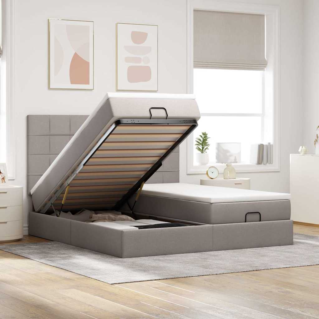 Ottoman bed met matrassen 160x200cm stof taupe