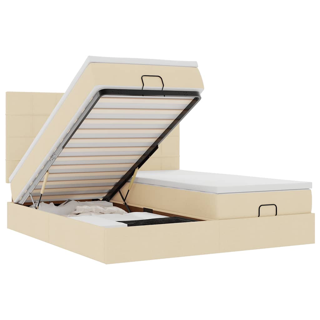 Ottoman bed met matrassen 160x200cm stof crèmekleurig