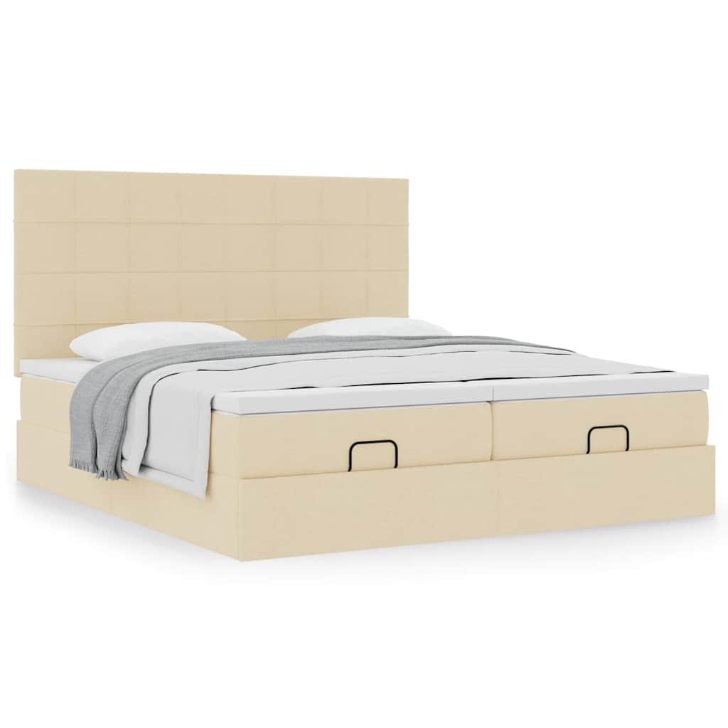 Ottoman bed met matrassen 160x200cm stof crèmekleurig