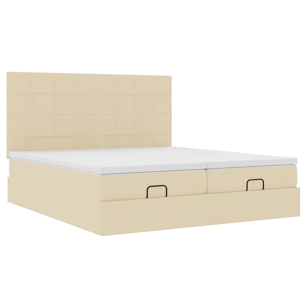 Ottoman bed met matrassen 160x200cm stof crèmekleurig