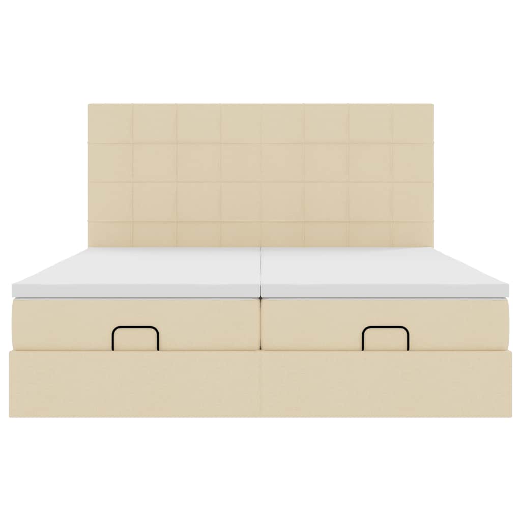 Ottoman bed met matrassen 160x200cm stof crèmekleurig