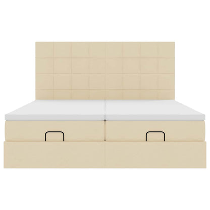 Ottoman bed met matrassen 160x200cm stof crèmekleurig
