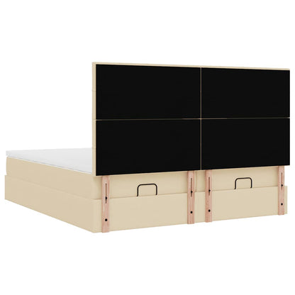 Ottoman bed met matrassen 160x200cm stof crèmekleurig