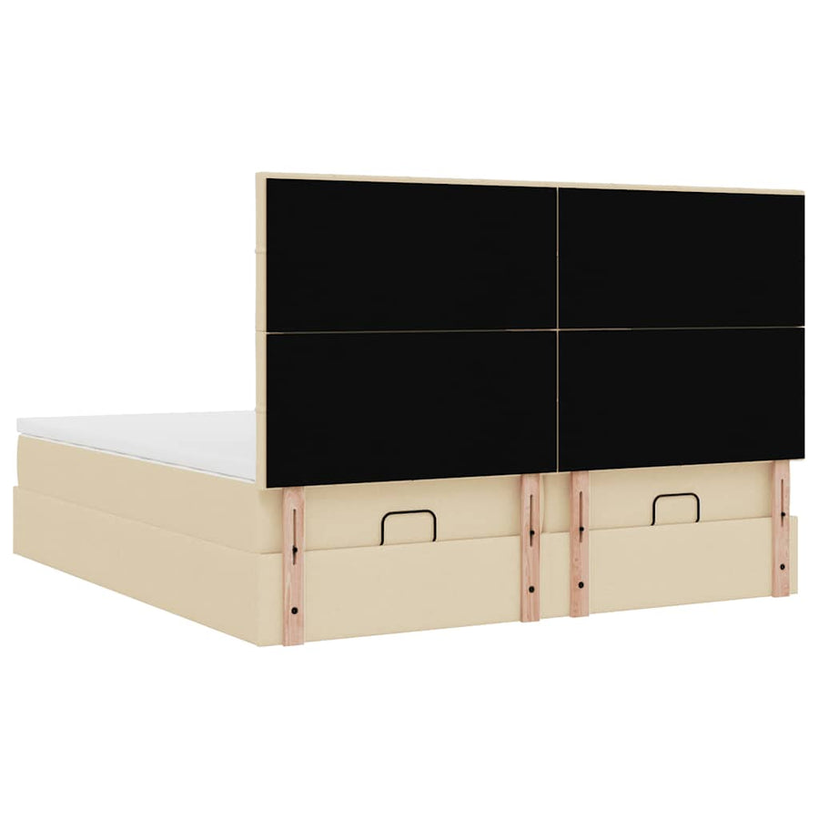 Ottoman bed met matrassen 160x200cm stof crèmekleurig