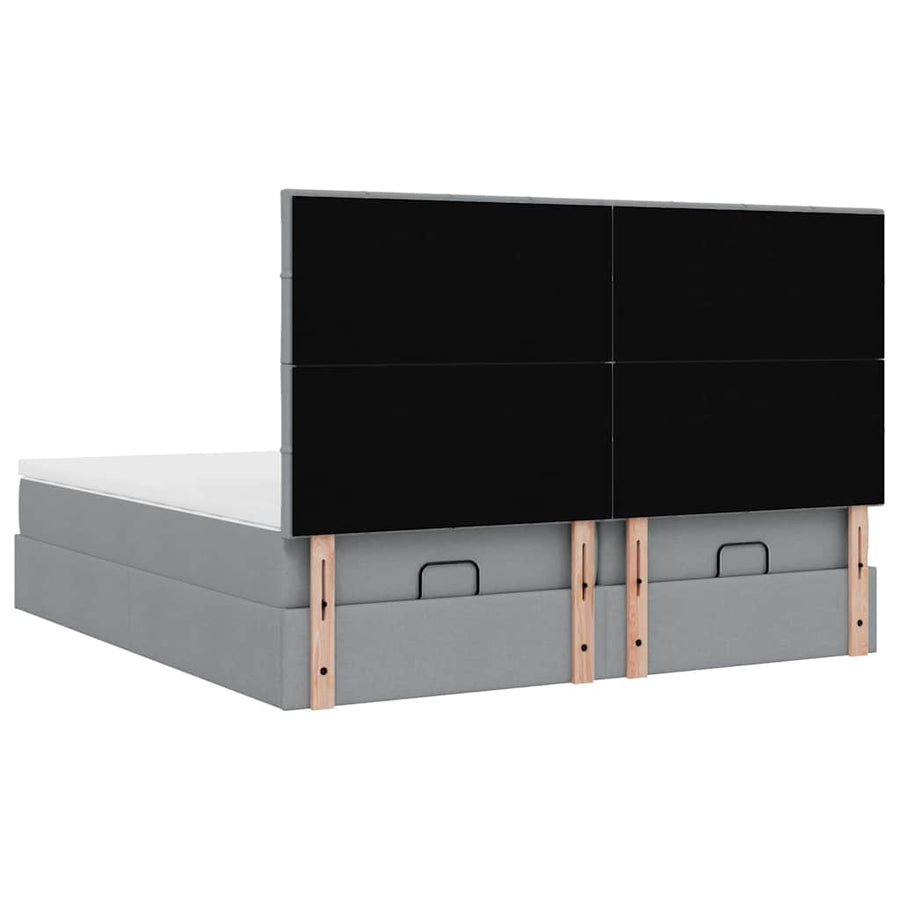 Ottoman bed met matrassen 180x200cm stof lichtgrijs
